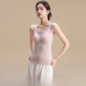 MiiOW | Warm Wool Silk One-Piece Vest Strap Women Autumn Winter No Sleeve Top Bra-Free Base Layer With Chest Pad Fashionable Simple Style