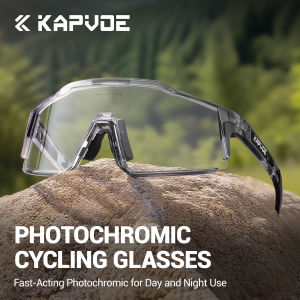 KAPVOE Photochromic Cycling Glasses UV400 Day Night Use MTB Bike Sunglasses Men Women Outdoor Camping Golf Sports Hiking Eyewear