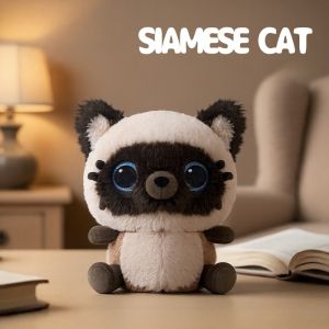 18cm Cute Coal Ball Siamese Cat Plush Toys Super Cute Soft Stuffed Lovely Dolls Cute Big-eyed Cat Dolls Kids Birthday Xmas Gifts
