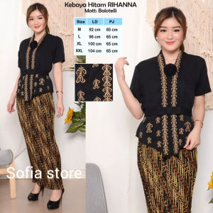Atasan Kebaya Kutubaru Bordir Warna Hitam Rihanna Lengan Pendek Model Bali Kartini