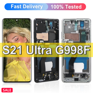AMOLED For Samsung S21 Ultra LCD Display Touch Screen Repair Parts with Frame For Samsung S21 Ultra 5G G998 G998U/B Display