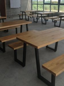 American Style Vintage Solid Wood Table And Chair Set for Four Fast Food Restaurant Café Hall Combination Artistic Rectangular Table