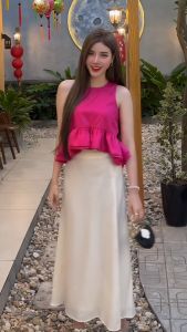 Set áo bồng kết hợp chân váy lụa màu sắc tươi tắn 2 gam màu tươi trẻ đi biển đi tiệc sang trọng phù hợp mọi nơi