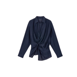 เสื้อเชิ้ตสีดำสไตล์ฝรั่งเศส ดีไซน์ไม่สม่ำเสมอ ไซส์ใหญ่ แฟชั่น คุณภาพสูง ฤดูใบไม้ร่วง 2025 ใหม่ เสื้อเชิ้ตผู้หญิง