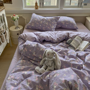 Dansunreve 1ชิ้น ปลอกผ้านวม  ผ้าฝ้ายล้าง ลวดลายดอกไม้สด ปลอกผ้านวมพร้อมซิป 6ฟุต/5ฟุต/3ฟุต 花卉被套