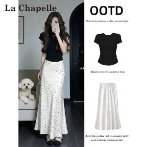 La Chapelle | French Style Polka Dot Satin Lightweight Skirt