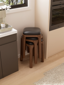 ZHUSHANXIA | Stackable Soft-Padded Solid Wood Stool