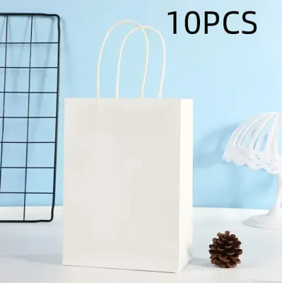 Candy Colorful Shopping Bags 10PCS Kraft Paper Gift Candy Bag Colored Hand-held Paper Bags Wedding Party Decoration Gift