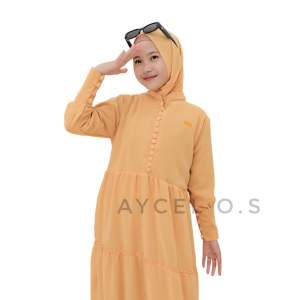 Gamis anak perempuan polos bahan ceruty free pasmina nabilaa dress kids tanggung usia 6-15 Tahun