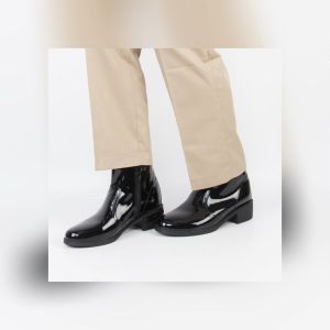 รองเท้าฮาร์ฟสั้น ซิปข้าง หนังแท้ขัดมัน 0075-S+หนังแก้วเงา 0075-B สินค้าไทยของแท้ [ฟรีถุงเท้า]