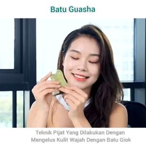 Jade Roller Face Massage Alat Pijat Wajah Batu Giok Gua Sha Pencegah Kulit Kerut Alami