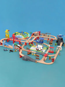 iekool | Magnetic Wooden Electric Train Track Set Toy
