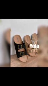 YOTO Sandals for Women Casual Slip On with Adjustable Two Straps Slipper Made of Suede Material Fashion Flat Slippers.