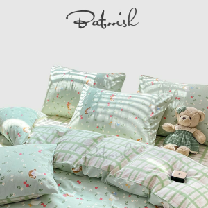 Pure Cotton Four-Piece Set Cartoon Duckling Pattern Student High-End Bedding Quilt Cover Sheet Pillowcase Duvet Cover