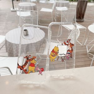 Cute Cartoon Winnie the Pooh Piglet Tigger Shockproof Phones Cases for iPhone 15ProMax 14ProMax 13ProMax 12ProMax Phone Cover for iPhone 15 14Plus 13 12mini 11 Xr XsMax X 8 7 SE Phone Case for iPhone 15Pro 14Pro 13Pro 12Pro