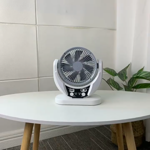 (3-Year Replacement) Multifunctional Rechargeable Solar Fan with Solar Panel & LED Emergency Light AC DC Dual Power Portable Table Fan For Home Brownout Outdoor Camping