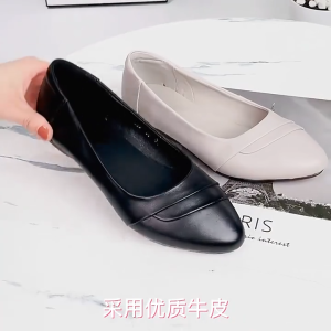 WAV Sepatu Formal Pantofel Hitam Wanita Kulit Berkualitas Untuk Kerja Kekinian Model Korea