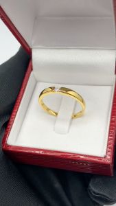 แหวนชายฝังเพชร Moissanite 2mm ตัวเรือนเงินแท้ 92.5% ชุบทอง 24K / Ring metal Silver 925 gem type