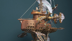HowCat MFANTASY Around the World in 80 Days Airship DIY Wooden Puzzle (S643) 3D Wooden & Paper Puzzle