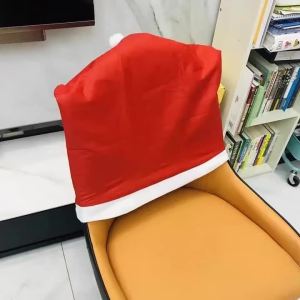 Christmas Chair Covers Santa Hat Non-woven Fabric Chair Back Cover Xmas Kitchen Seat Covers Table Decoration Home Party Ornament