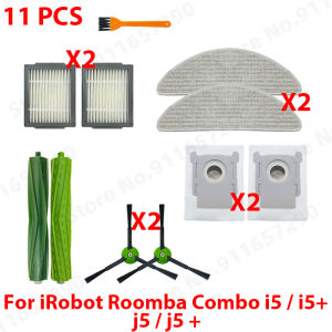 Main Side Brush Mop Filters Dust Bag Spare Parts for IRobot Roomba Combo I5 / i5+ / J5 / J5 + Robot Vacuum Cleaner Accessories