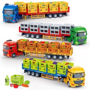 Simulation alloy die-cast freight roadblock fruit and vegetable transport truck baby large car model toy childrens gift