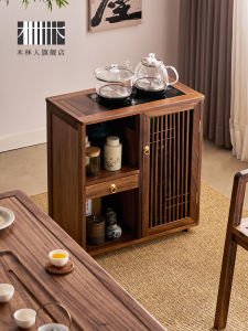 New Chinese Style Solid Wood Tea Table Cabinet with Water Boiler Integrated Living Room Home Office Tea Desk Side Cabinet