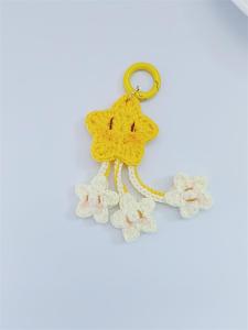 Handmade Moon Star Badminton Keychain Car Key Pendant Creative Gift Fresh Style Ball of Yarn Key Holder Pure Color Trend