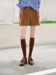 Toyouth | Chân váy chữ A thắt lưng giả da lộn phong cách Vintage