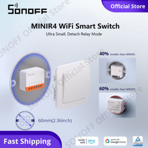 SONOFF MINIR4 Tiny WiFi Smart Light Switch 10A Mini Smart Switch Detach Relay Mode ESP32 Chip Smart Timing Switch eWeLink APP / Voice / External Switch Control Safe Smart Home Switch Module