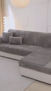 Sofa cushion plush Universal Full Cover Non-slip Thicken Plush Fabric Soft seat cushion
