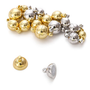 Plated Brass Charms Round Strong Magnetic Clasps Fit Bracelets Necklace End Clasp Connectors for Makings Leather Bracelet Necklace Jewelry Making
