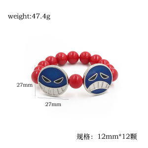 Bandai | Popular Anime Skull Bracelet Featuring Luffy Ace And Nika Diy Pendant Bracelet Vintage Style Cosplay Accessory Gift