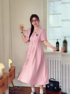 ZHANGDAREN | Đầm Phong Cách Elegante Màu Hồng Giúp Gầy