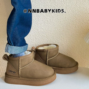 K-style Childrens Snow Boots Winter Boy Velvet Short Boots Slip-on Girl Insulated Cotton-Padded Shoes Baby Waterproof Cotton Boots