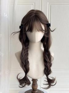 Wood Horse Long Hair Wig Womens Long Curling Hair Daily Simulation Full Head Cover Sweet Cute Style Face Shaping Matte High Temperature Silk