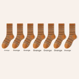 miiow | Womens Mid-Calf Socks Casual Versatile Cotton Polyester Blend Autumn Winter Retro Ethnic Style Long Socks Comfortable All-Match