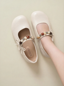 Josiny | French Style Bow Decor Mary Jane Shoes for Dresses