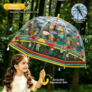 QU RAN | Transparent Fire Truck Pattern Umbrella for Boys
