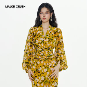 Floral Print New Style V-neck Peplum Skirt Suit