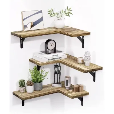 Corner Floating Country Wall Shelf