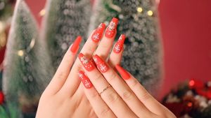 【Merry Christmas】 Christmas Fake Nails Set With Glue Christmas Gift