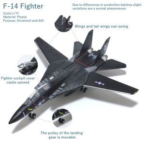 F-14 Fighter 1/72 Plastic Assembly Scale Model (including base) Home placement collection and decoration  Creative gift