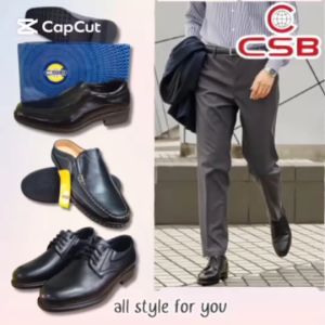 CSB รองเท้าหนัง คัทชูผู้ชาย รองเท้าหนังผูกเชือก แบบสวม แบบเปิดส้นหนังเย็บ