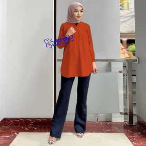 Blouse Wanita Dewasa Lengan Panjang Polos Cantik Mewah Model Terbaru Bahan Katun Rayon Fathin Basic