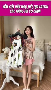 Bộ yếm nữ cao cấp họa tiết IN 3D chất liệu gấm phối quần latin mềm mịn thoải mái có size cho 40-70kg