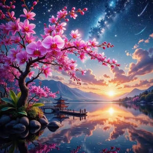 Jigsaw Puzzle for Adults 500/1024PCS Cherry Blossom Scenery Artwork Mindful Game Stress Relief Decor Gift