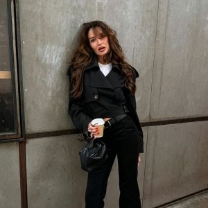 Ladies 2026 Solid Color Long Sleeve Cardigan Short Windbreaker Spring Autumn Holiday Versatile Daily Casual Windbreaker Jacket