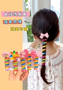 Childrens Telephone Line Hair Loop High Horsetail Head Rope Kuromi Melody Mickey Colorful Elastic Bands Flower Girls He