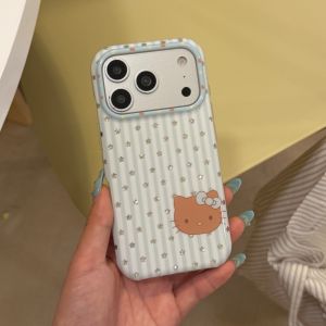 Sanrio | Light Blue Star Hello Kitty Phone Case Large Glitter Camera Window Shockproof Protective Back Cover For iPhone 15 16 17 Pro Max